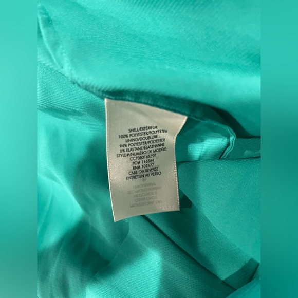 ALICE + OLIVIA TIERED RUFFLE SPAGHETTI STRAP MINI DRESS TURQUOISE CHIFFON SIZE 4 - Picture 7 of 8